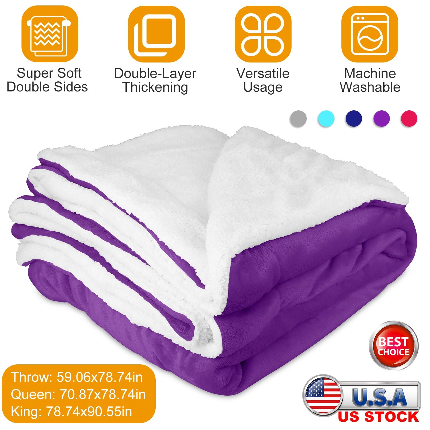 GBruno Double-Sided Microfiber Fleece Throw Blanket