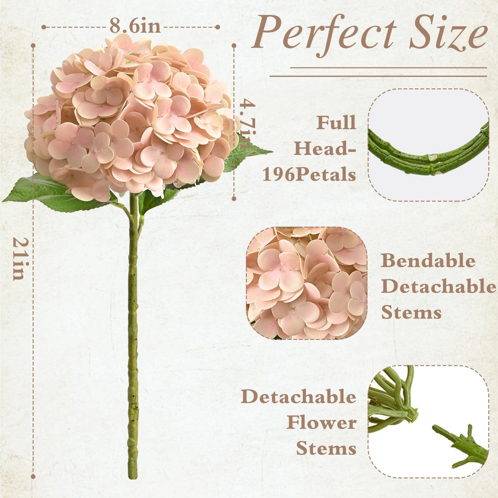 PUPWE Artificial Hydrangea Flowers Real Touch Latex
