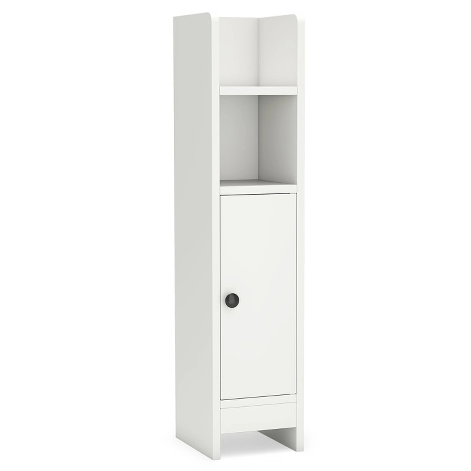 SUGIFT Slim Corner Bathroom Floor Cabinet with Door and 3-Tier Adjustable Shelf 31.5-in Tall 44-lb Capacity White