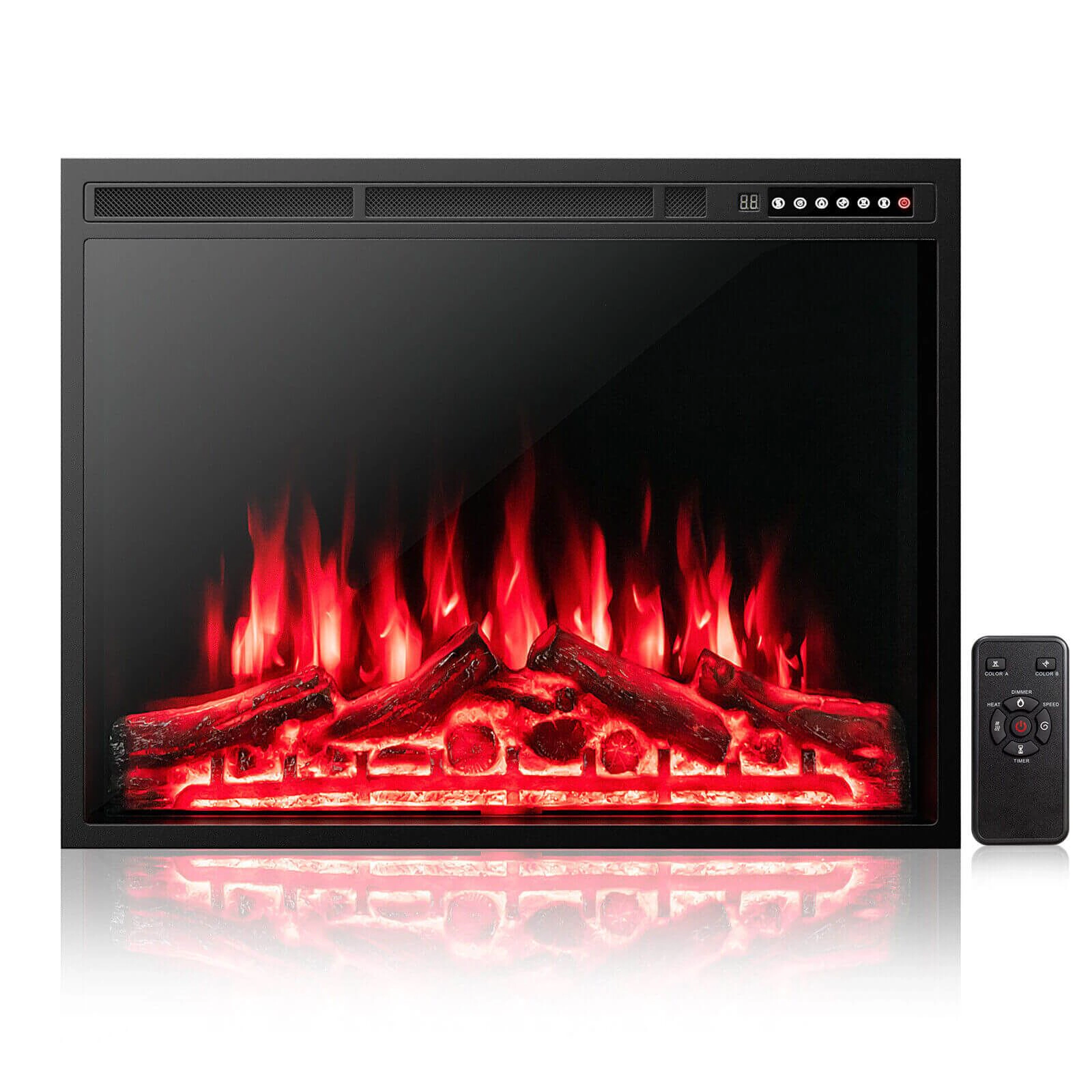 SlickBlue Electric Fireplace Heater for Living Room, 34/37 Inch Recessed or Freestanding Design