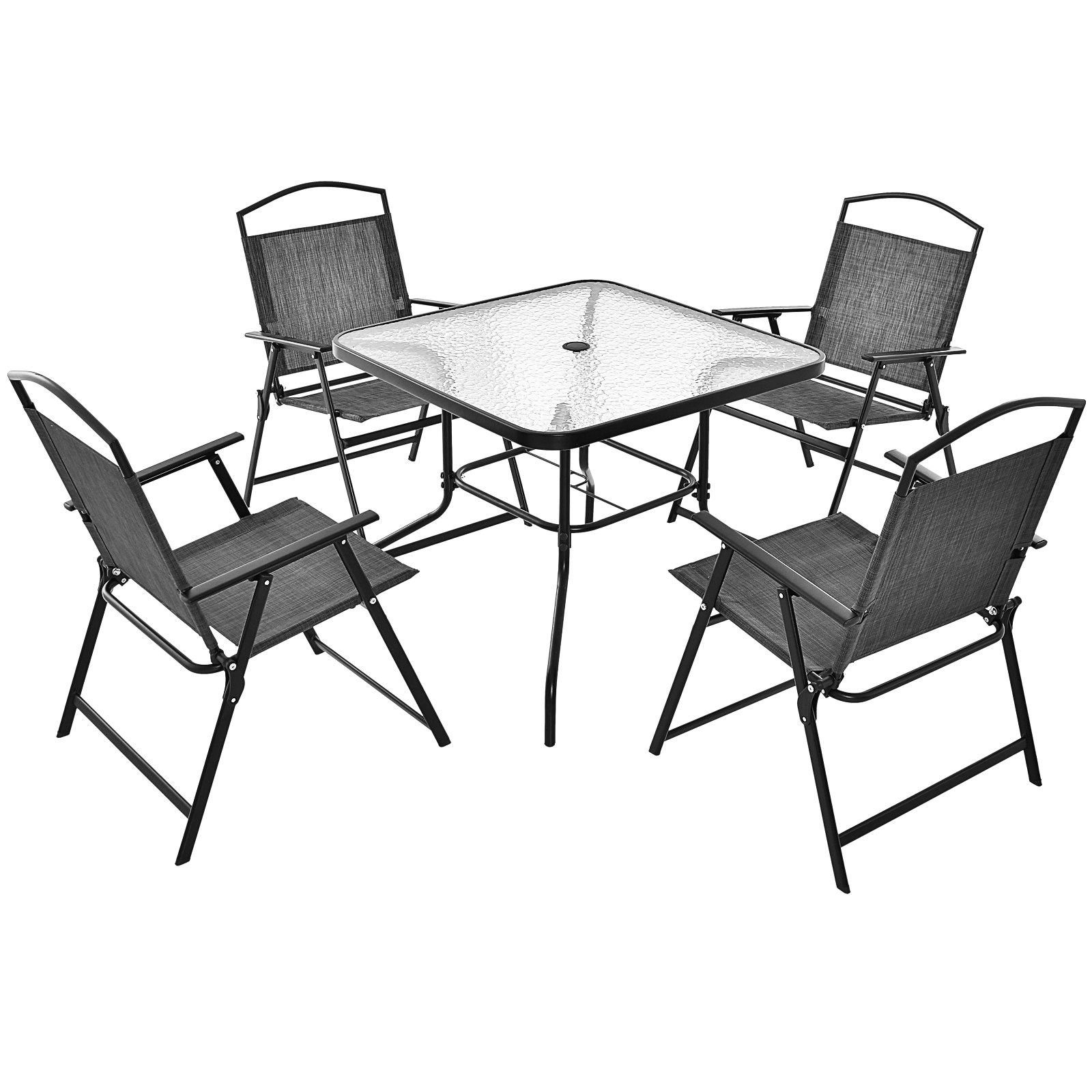 LJG Patio Dining Set for 4 with Umbrella Hole