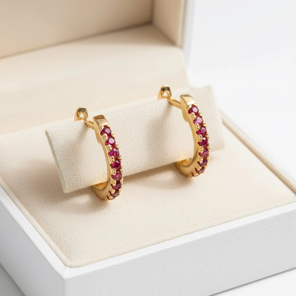 DressAtR Women's Black Zircon 24K Gold Plated Earrings