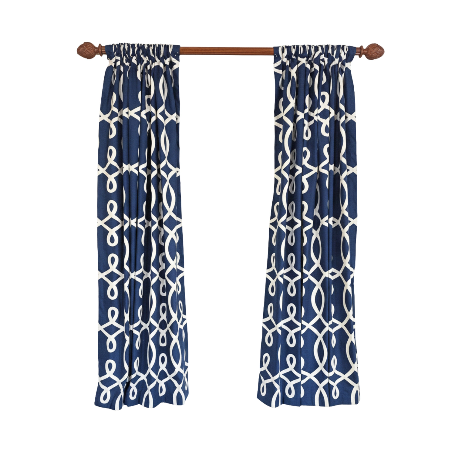 RLF Home Oblique 100% Cotton Rod Pocket Window Curtain set of 2 Panels 100" x 96" Navy