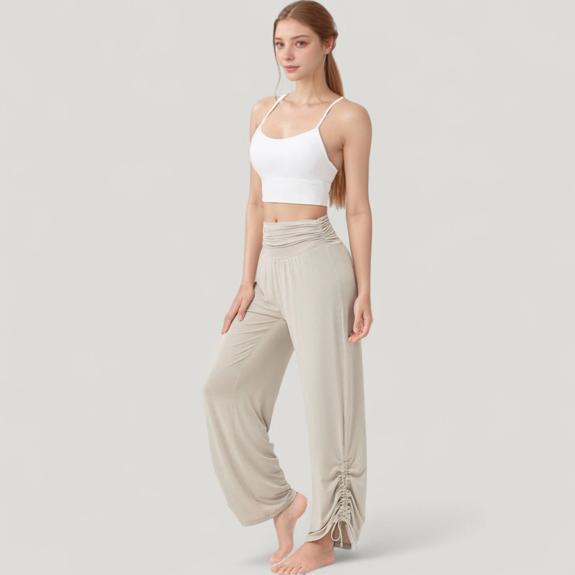 Anna-Kaci Women's Wide-Leg Lounge Pants with Foldover Waistband and Adjustable Drawstring Hem