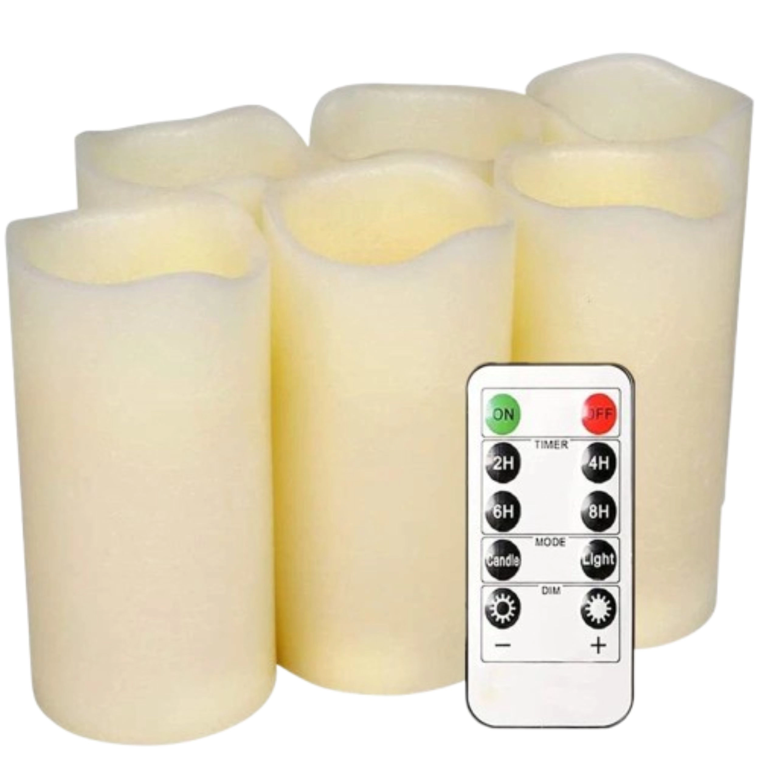 Home Collection Flameless LED Wax Pillar Candles with Remote Pack of 6