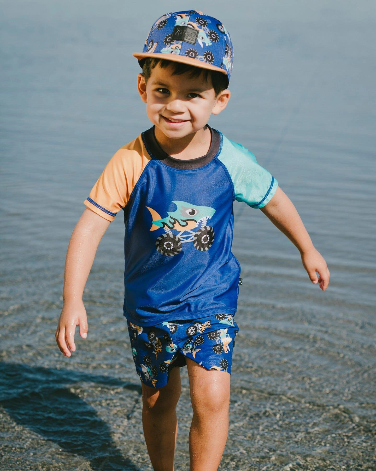 Deux par Deux Boys Cap Truck Print