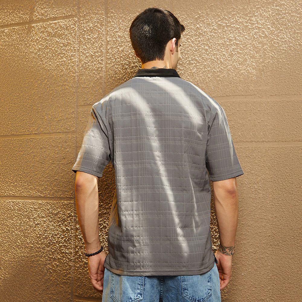 Contrast Grid Polo T-Shirt