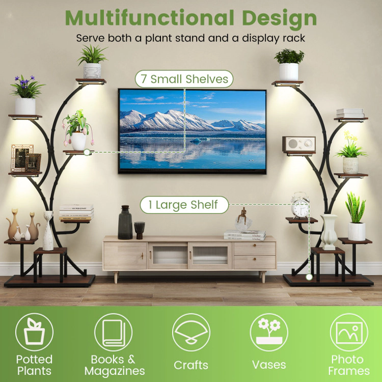 Hivvago Indoor Plant Stand with Grow Lights 58" Tall 8-Tier Corner Metal Plant Shelf