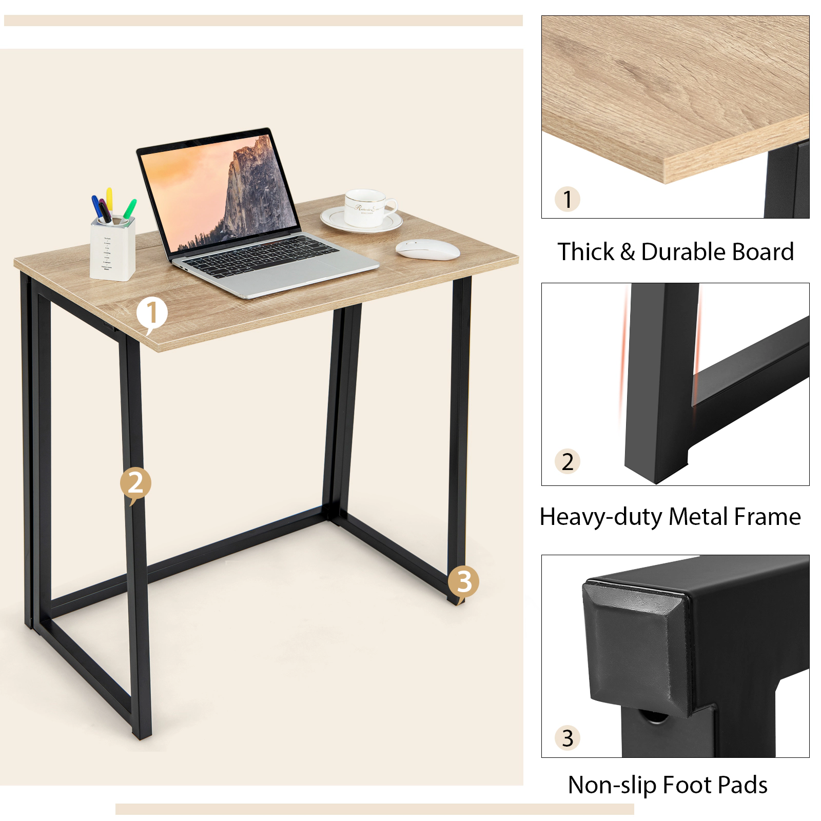 SlickBlue Folding Laptop Desk with Compact Storage Design