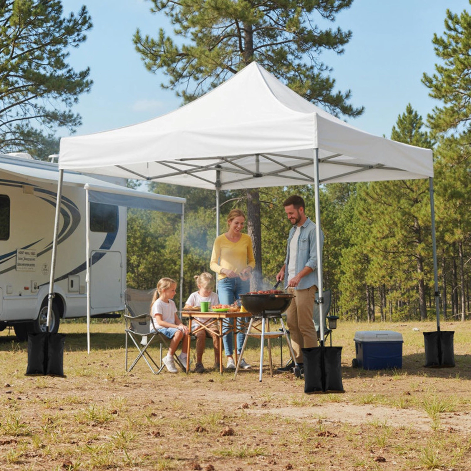 SUGIFT White 10-ft by 10-ft 420D Oxford Pop Up Canopy Tent with 3 Sidewalls Awning and Wheeled Bag
