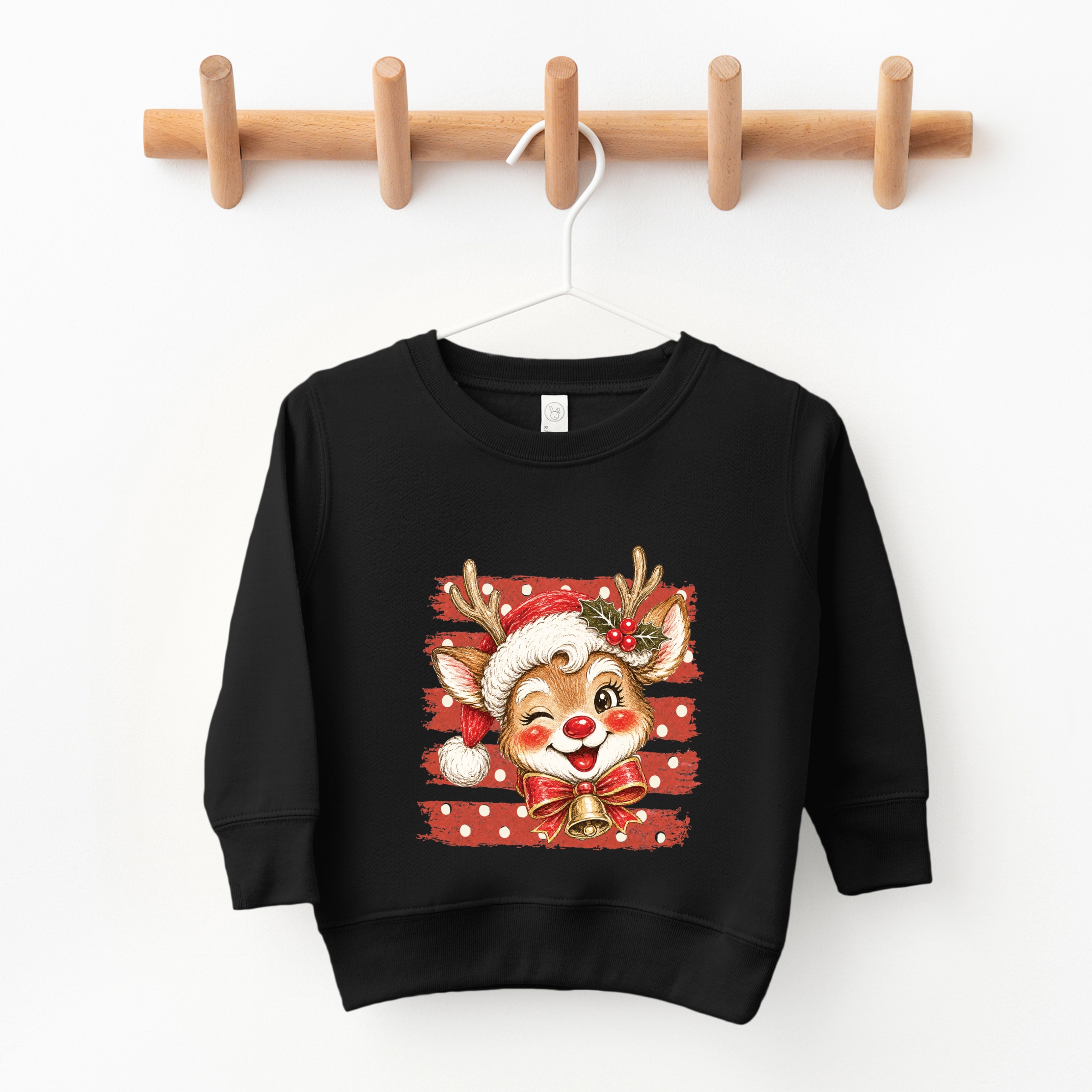 The Juniper Shop - Toddler Graphic Sweatshirt Reindeer Stripes and Polka Dots