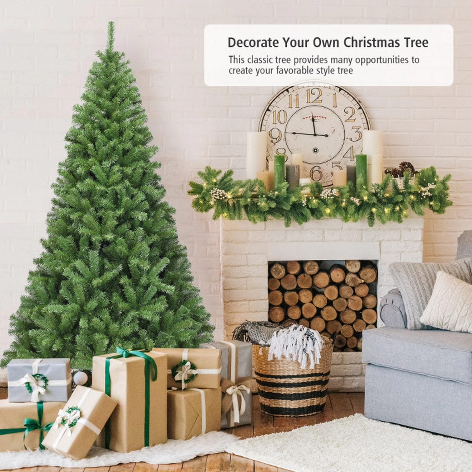 SUGIFT Full-Bodied Hinged PVC Artificial Christmas Tree 6-ft Tall 3.8-ft Wide with 1000 Tips 3-Piece Green