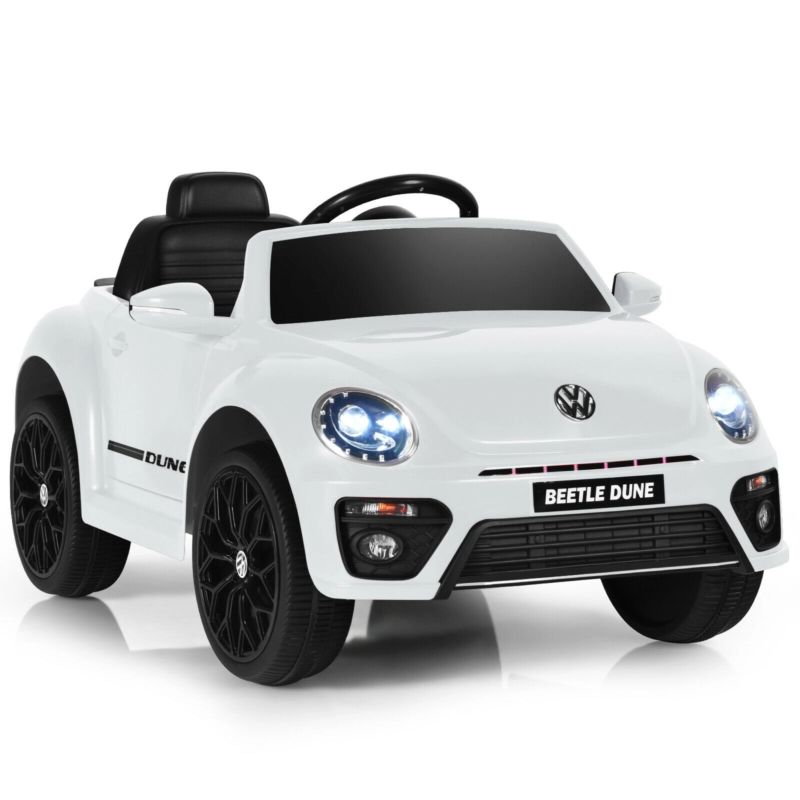 SUGIFT Volkswagen Beetle Kids Electric Ride On Car with Remote Control 66-lb Capacity Ages 36-96 Months White
