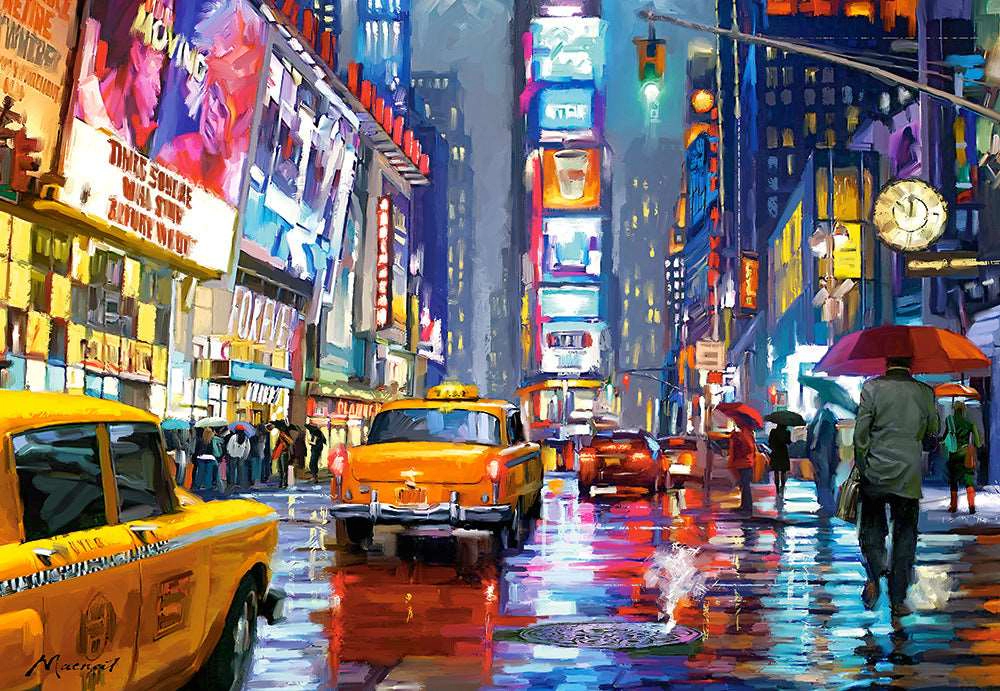 CASTORLAND 1000 Piece Jigsaw Puzzle, Times Square, NY, New York,  New York City Art, USA, yellow cab, C-103911-2