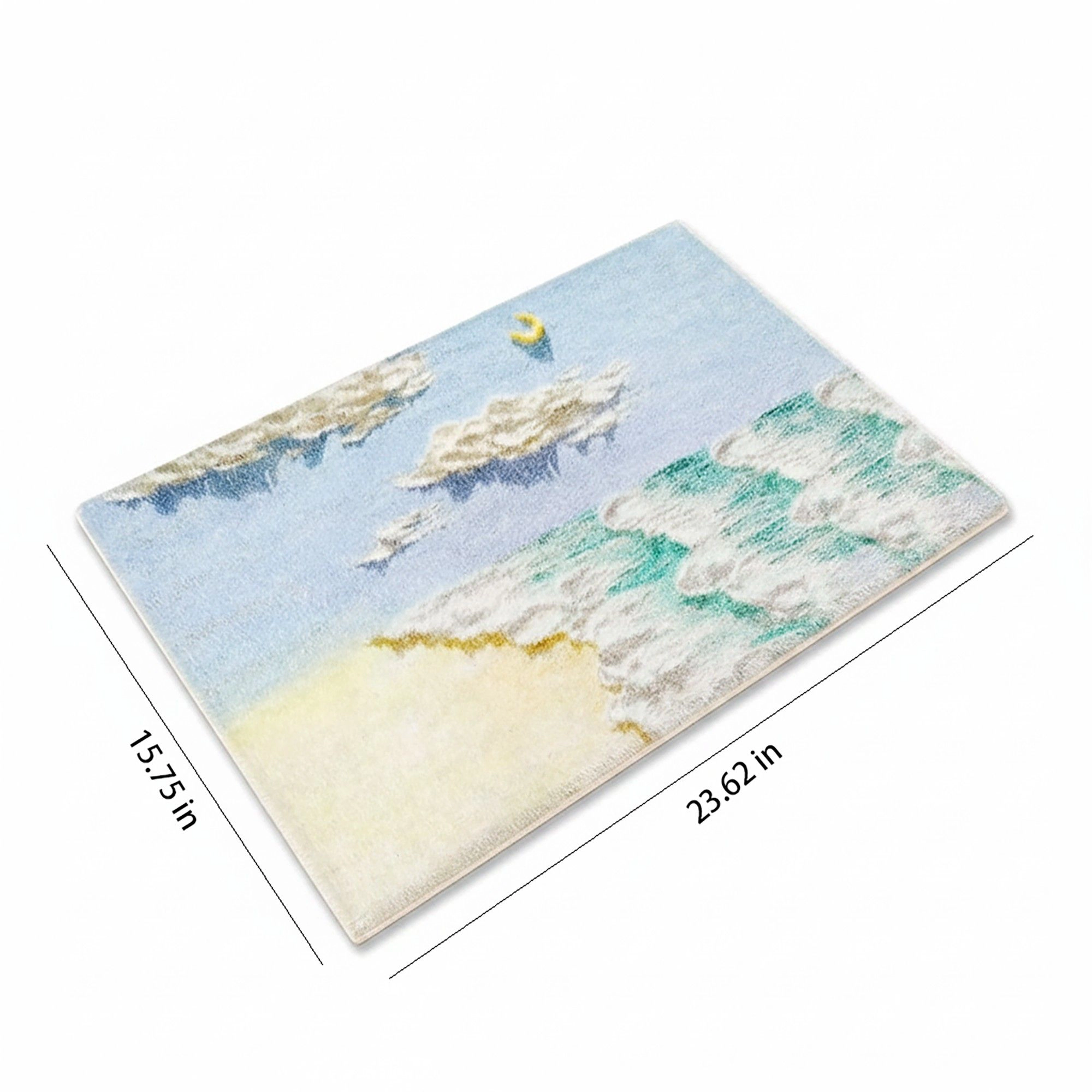 Alilang Unisex Tufted Floor Mat with Ocean Wave and Cloud Design Non Slip Backing Soft Plush Decorative Indoor Rug