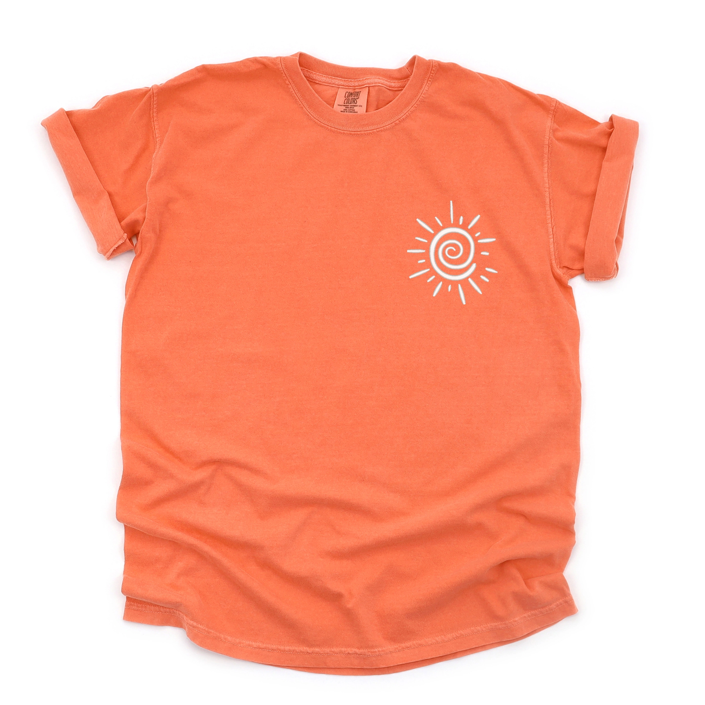 Simply Sage Market - Embroidered Summer Sun Women's Garment Dyed Graphic T-Shirt
