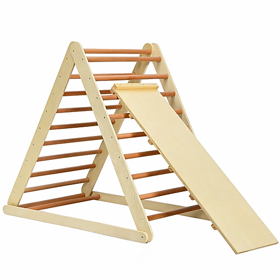 SUGIFT Kids 48-in Foldable Wooden Climber with Ladder and Climbing Ramp 7.5-in Folded 132-lb Frame Capacity Natural