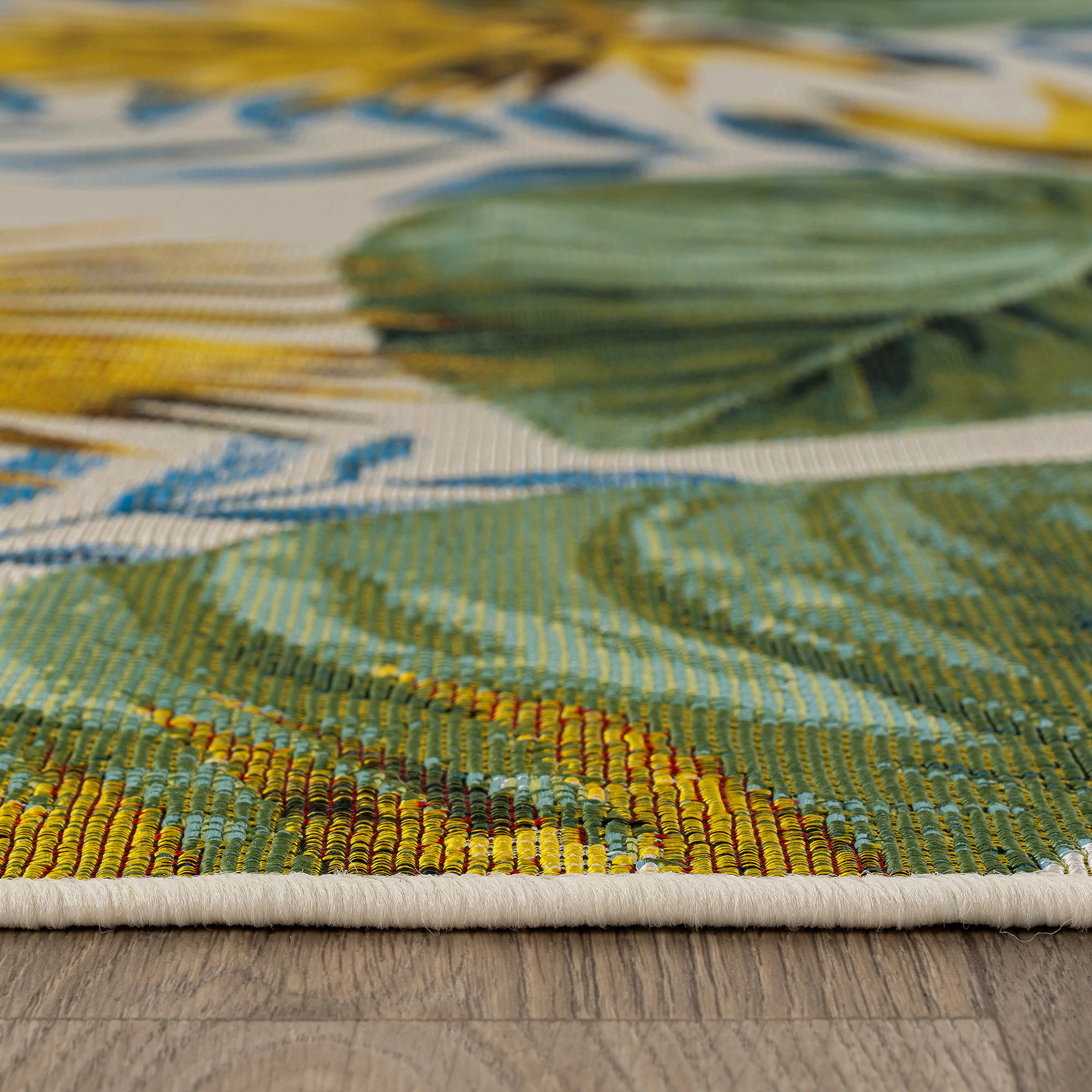 World Rug Gallery Tropical Garden Palm Indoor/Outdoor Patio Area Rug, Easy-Clean Outdoor Rug for