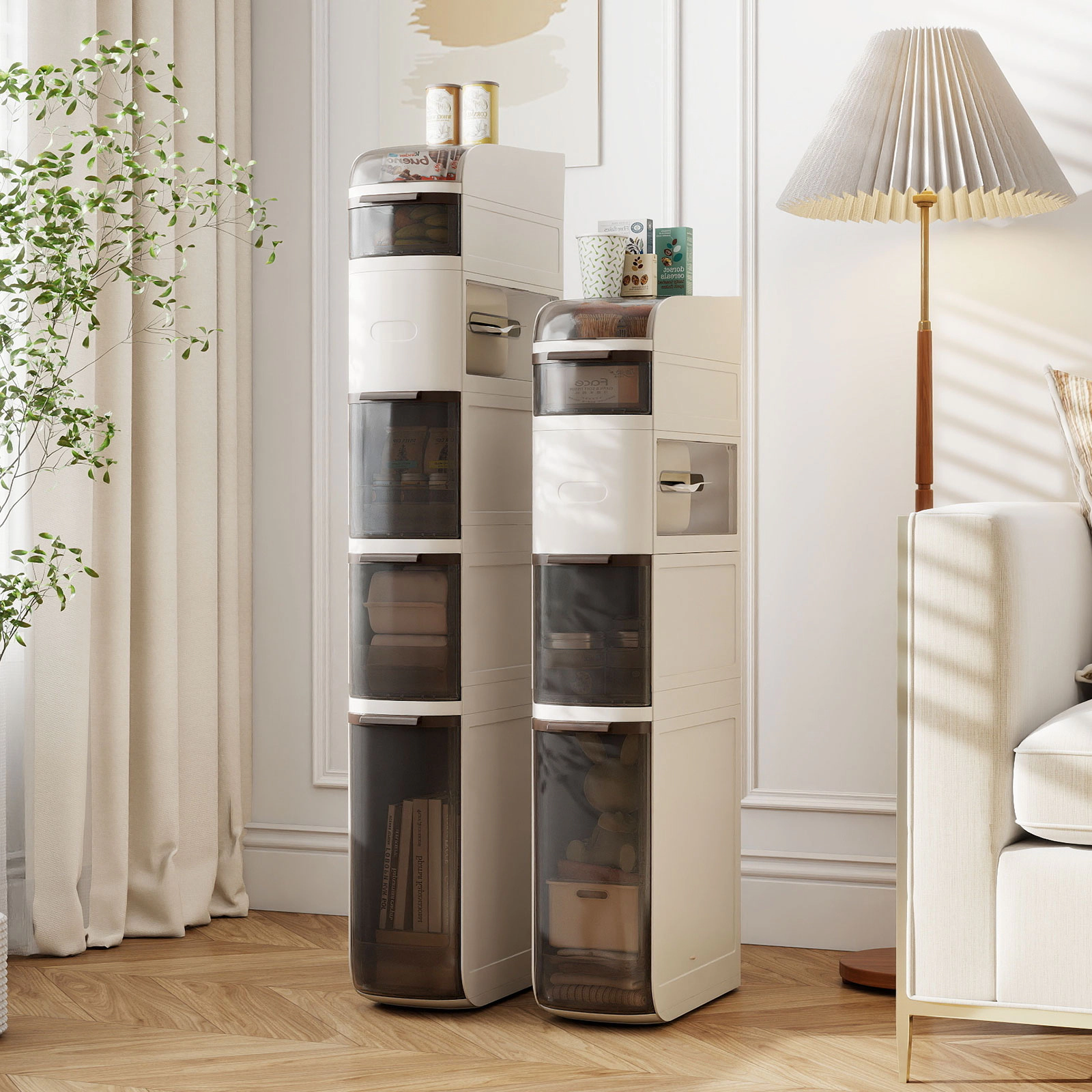 SlickBlue Slim Bathroom Storage Cabinet with Drawers and Wheels