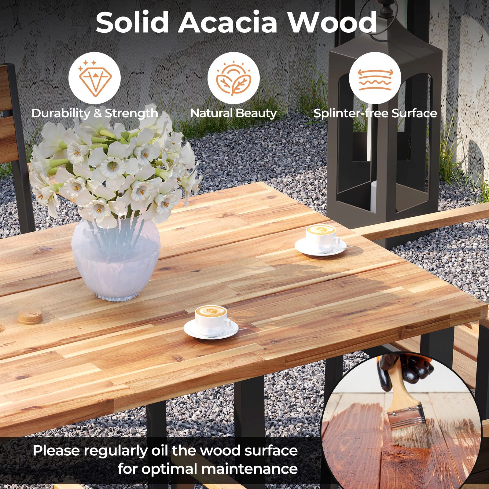 SlickBlue 7-Piece Acacia Wood Patio Dining Set with Metal Frame