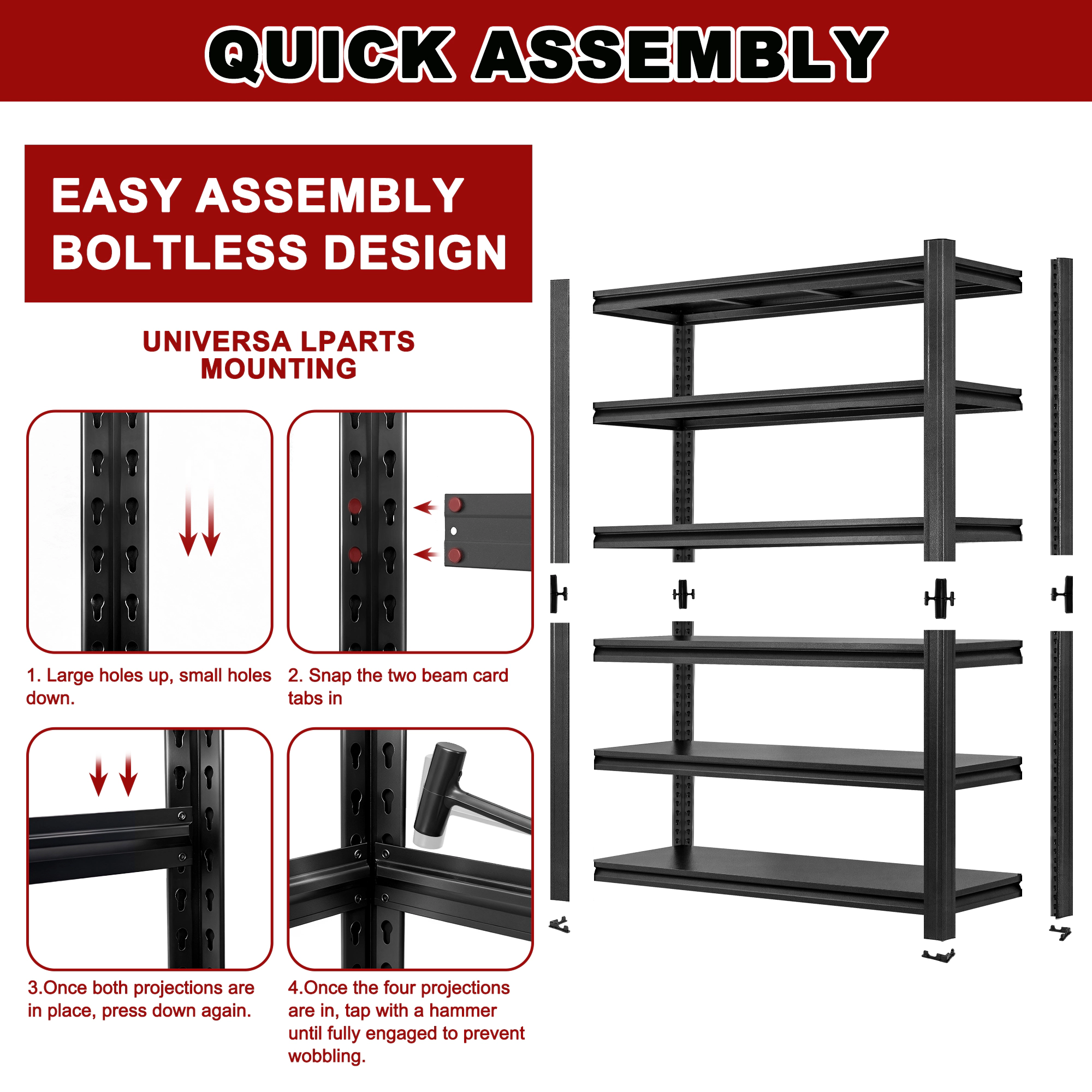 Flynama 6-Shelf Heavy Duty Steel Adjustable Garage Storage Shelving Unit in Black (48 in. W x 84 in. H x 18 in. D)