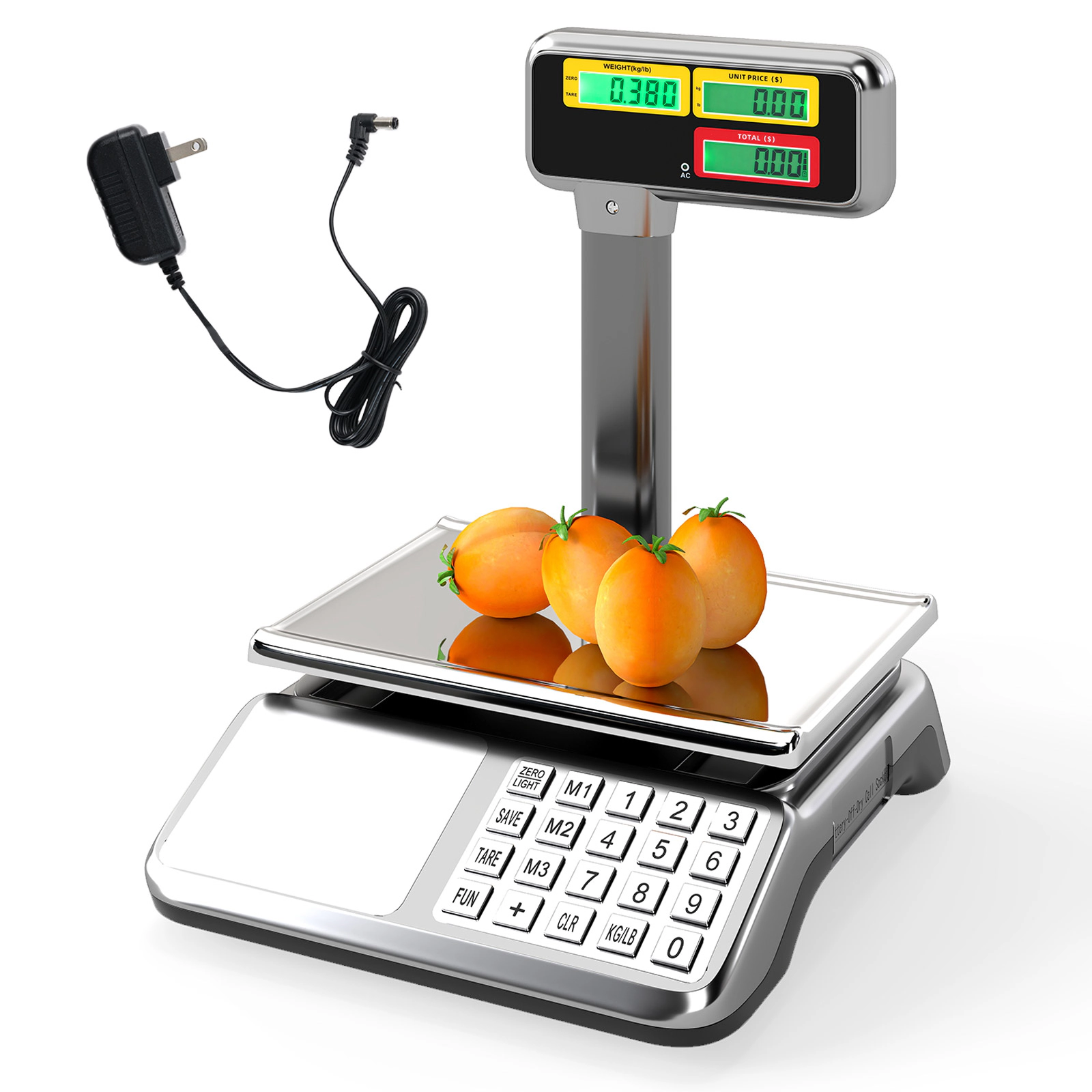 LJG 88lb Price Computing Scale with Pole Dual LCD Display Digital Commercial Food Scale