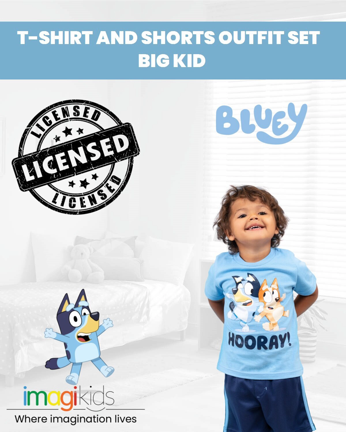 Bluey Boys' Athletic Mesh 2-Piece T-Shirt and Shorts Set