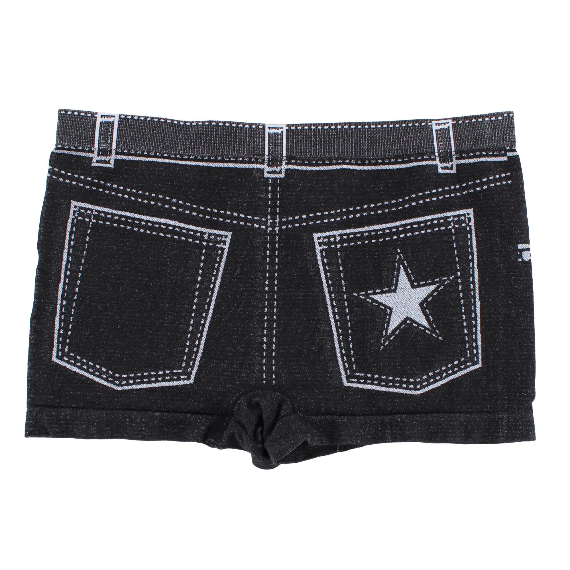 Sofra Women's Seamless Mock Denim Print Boyshort Panties (12 Pack)