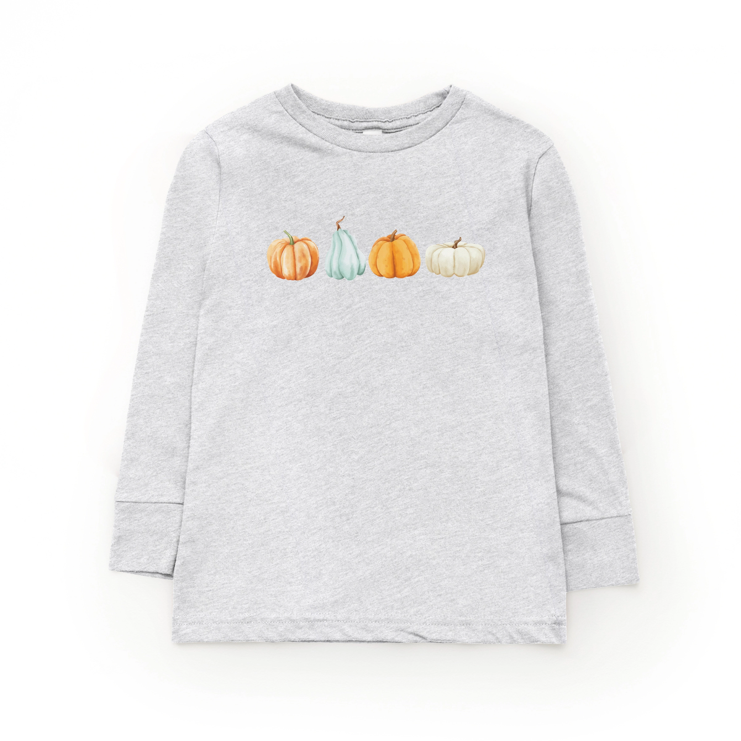 The Juniper Shop - Youth Long Sleeve Graphic T-Shirt Watercolor Pumpkins Row