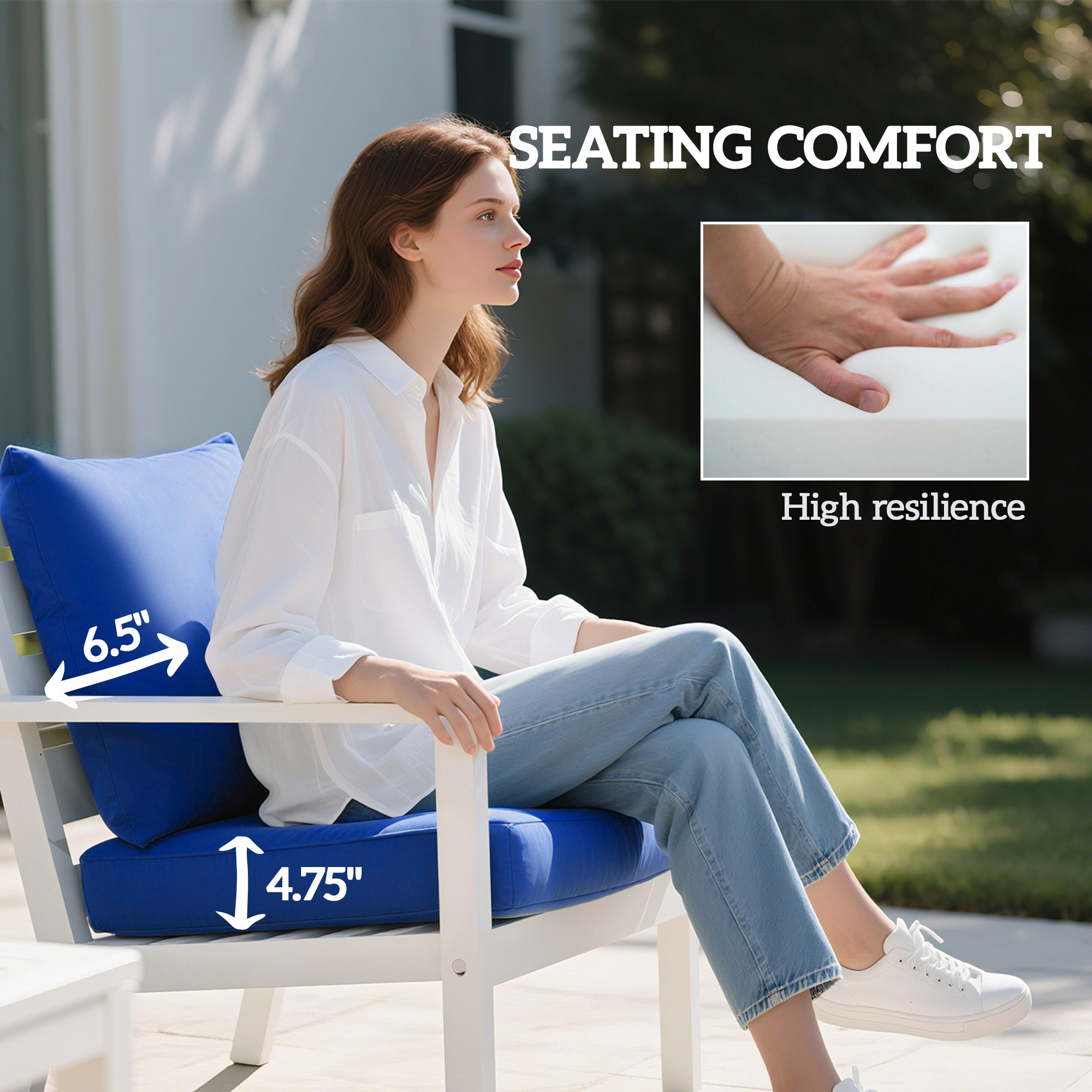 HONGGE Patio Chair Cushions with Seat & Backrest Fade Resistant Seat Replacement Cushion Set