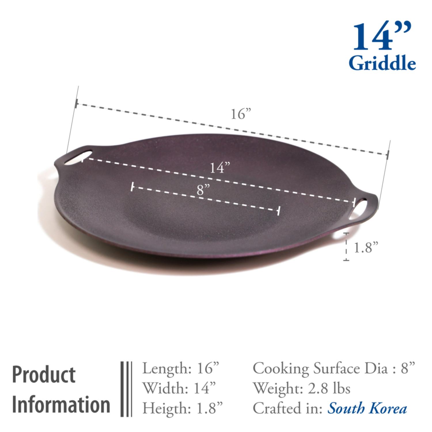 TECHEF 14 Inch Round Griddle Grill Pan