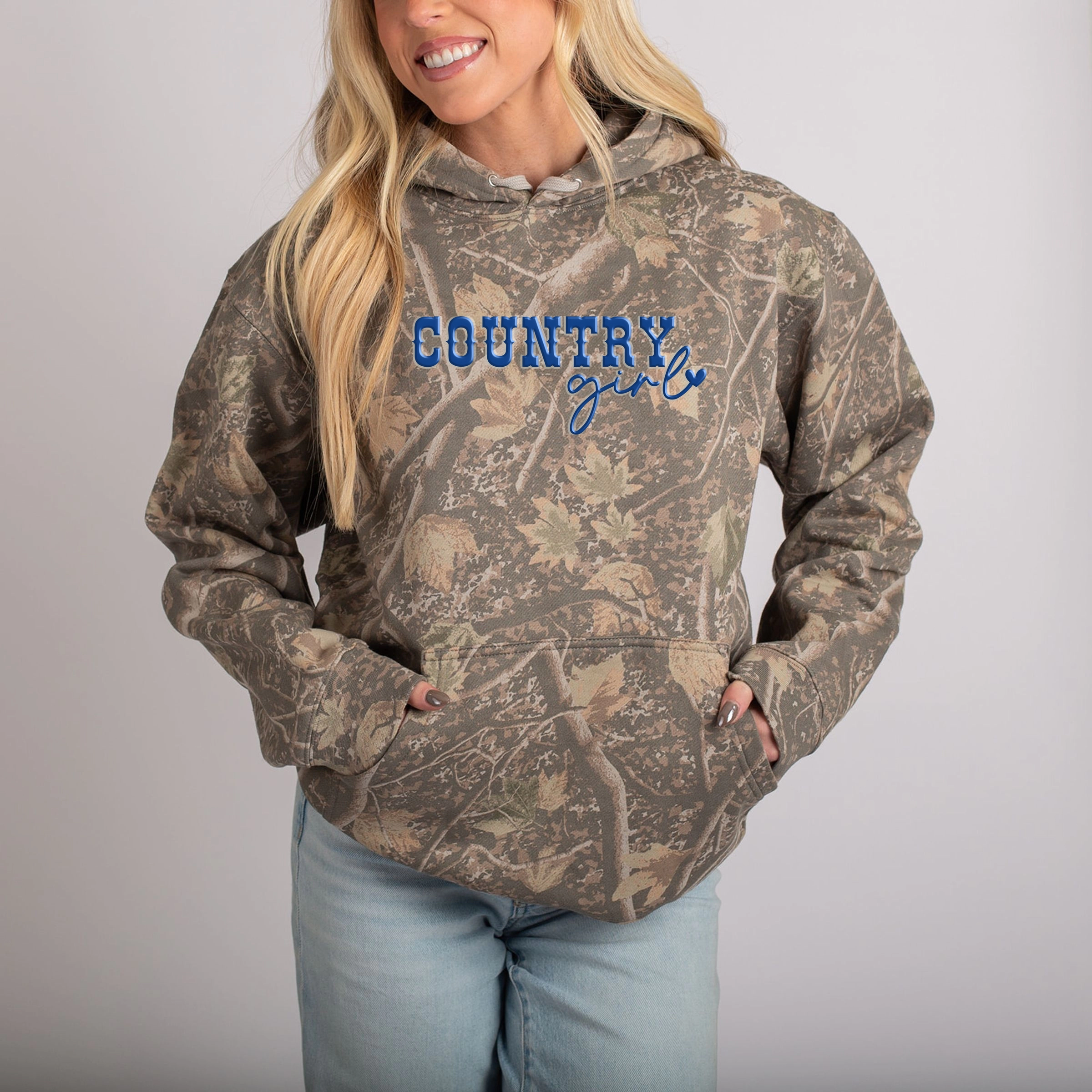 Simply Sage Market - Country Girl Heart Puff Print Camo Hoodie
