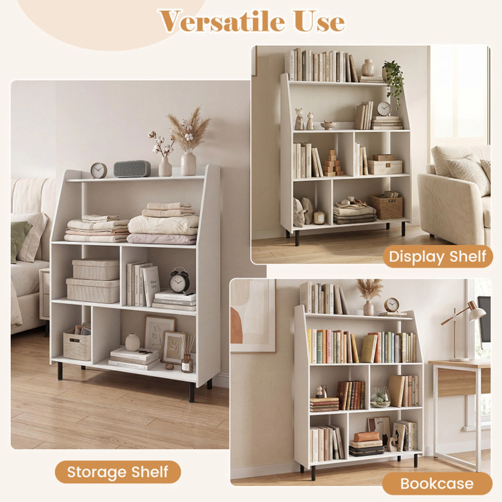 SUGIFT 4-Tier Open Modern Bookcase 2-Tier Shelf 320-lb Capacity 36 x 13.5 x 47 in Display Storage Unit White + Black