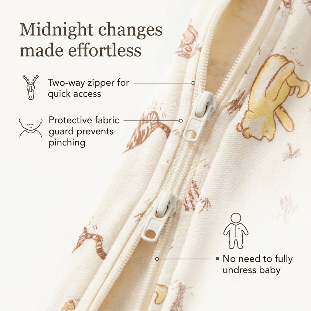 Disney Winnie the Pooh Baby Girls' Zip-Up One Piece Sleepwear