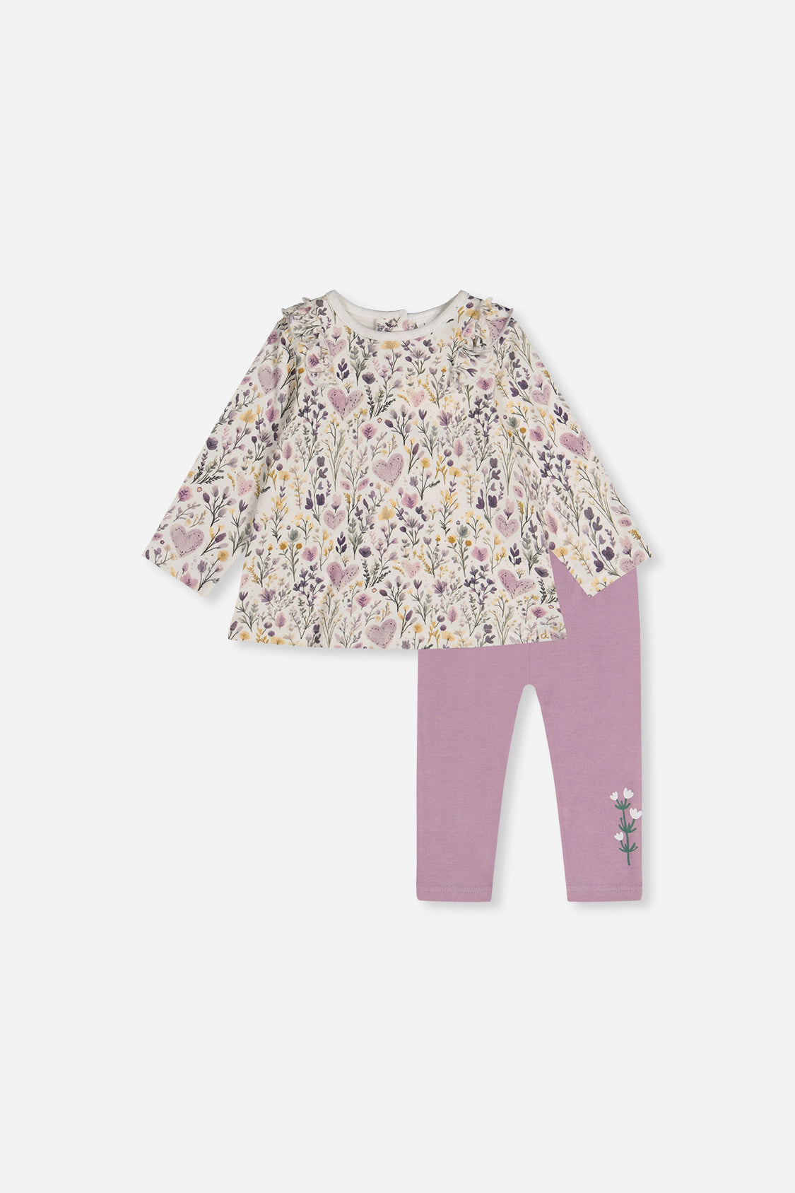 Deux par Girls Organic Cotton Leggings and Top Set with Heart Print