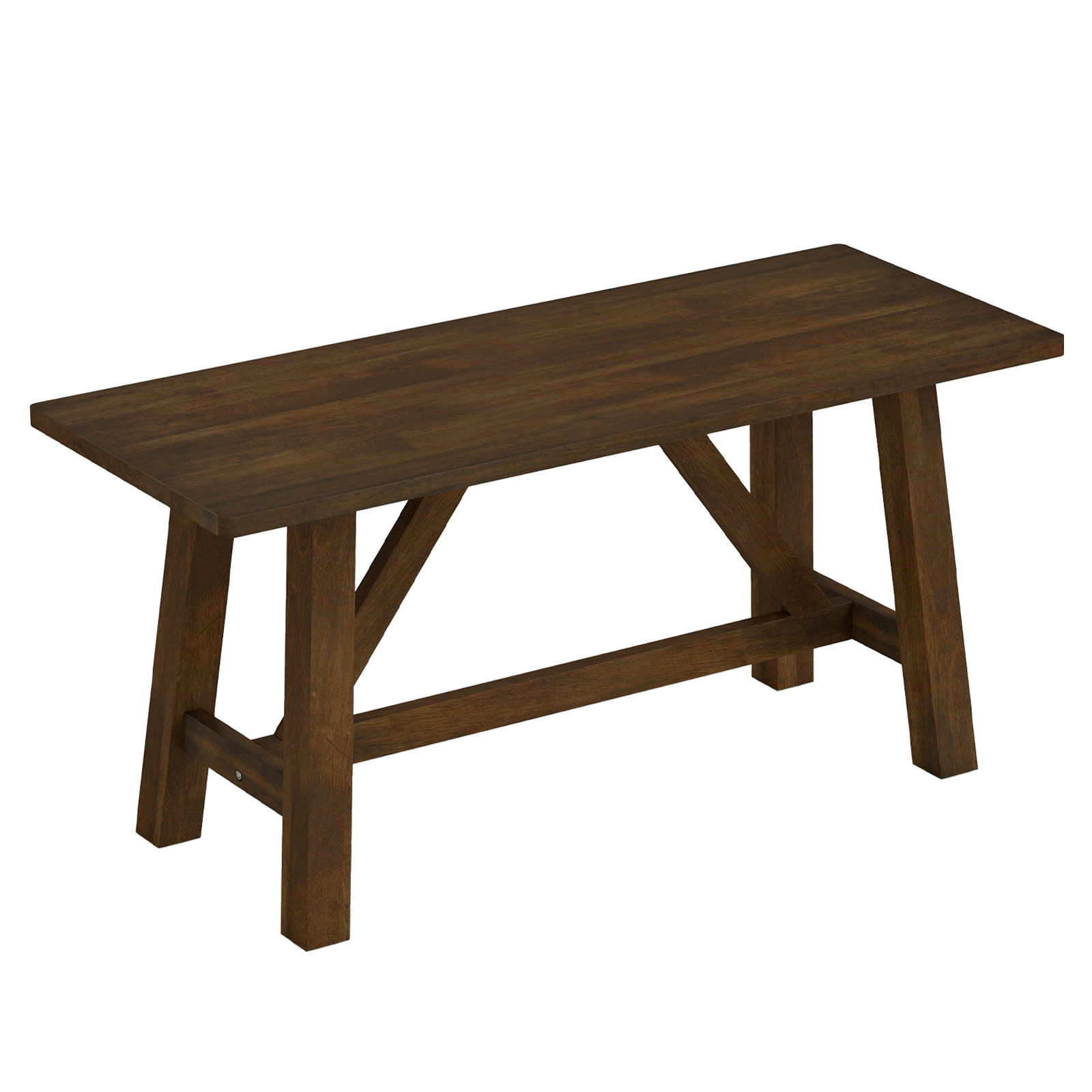 SUGIFT Compact 38-in Wooden Entryway Bench Farmhouse Dining Bench 400-lb Capacity Brown Rubber Wood 1-Piece
