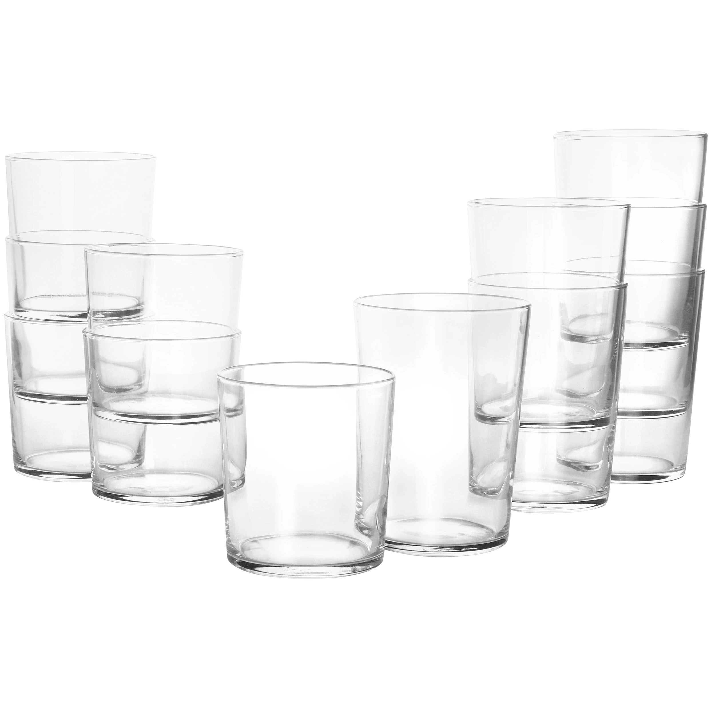 Martha Stewart 12 Piece Bowey Double Old Fashion and Highball Glassware Set