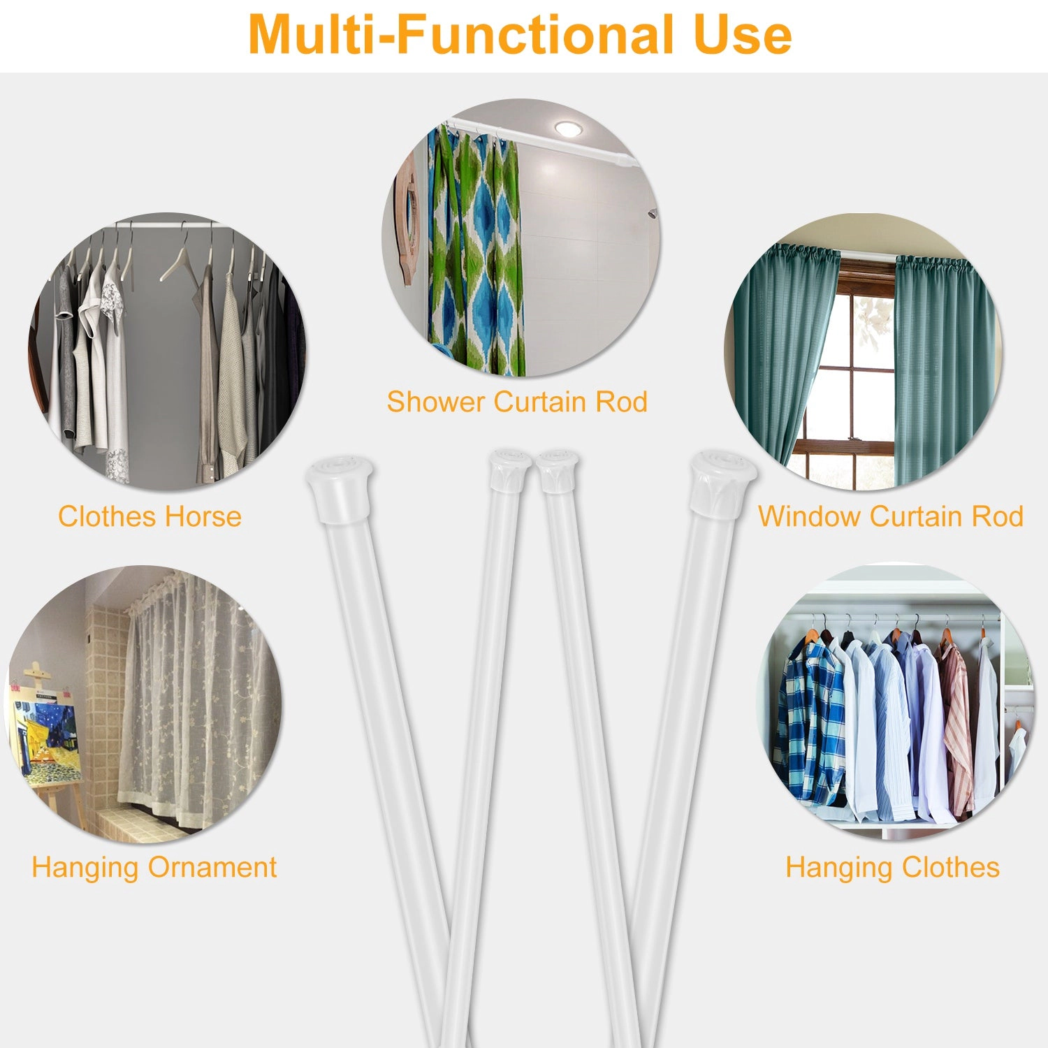 GBruno Spring-Loaded Tension Curtain Rod 150 Cm