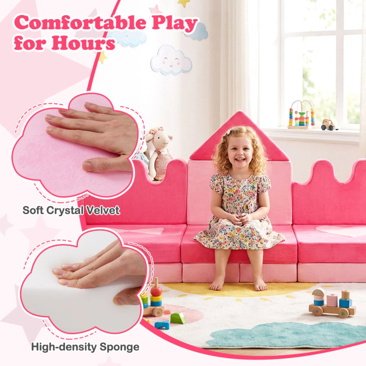 Hivvago 14 Piece Kids Play Couch Modular Foam Climbing Blocks For Kids 3+ Years Old