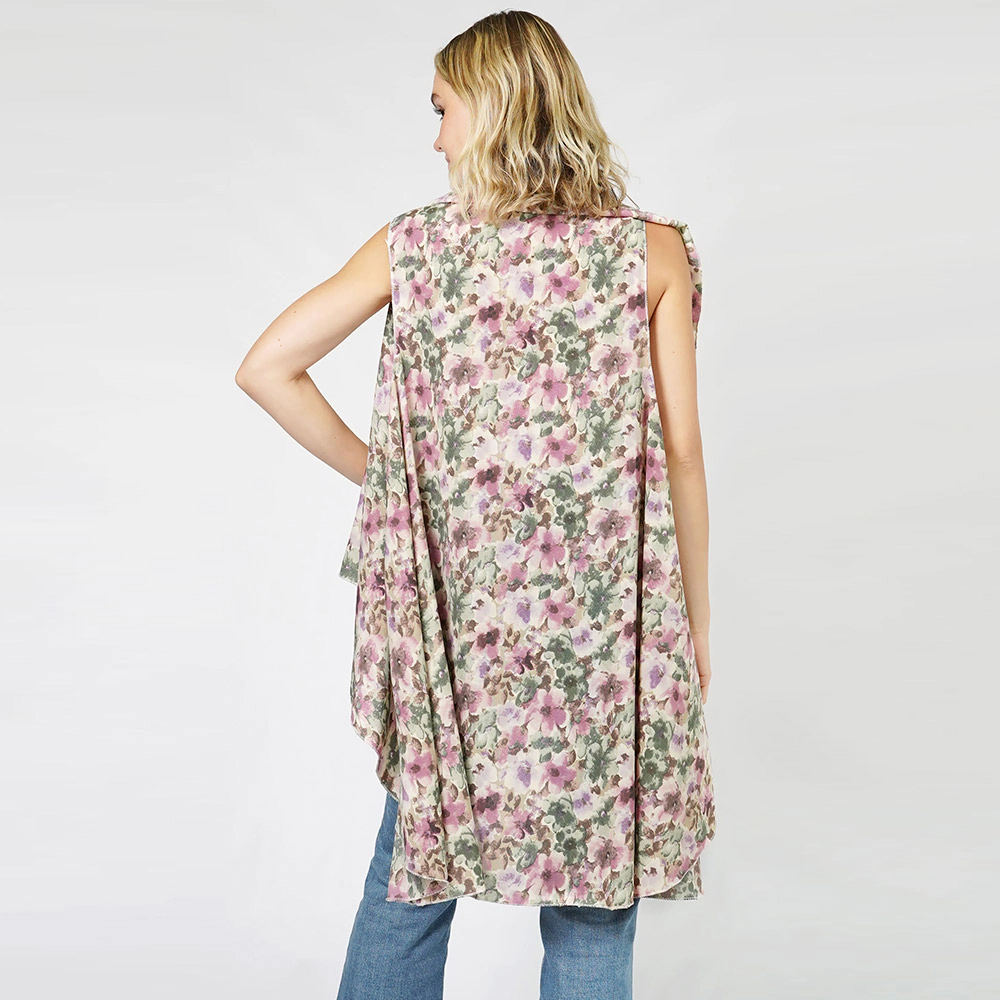 TRUEDAMES Women Flower Printed Round Vest