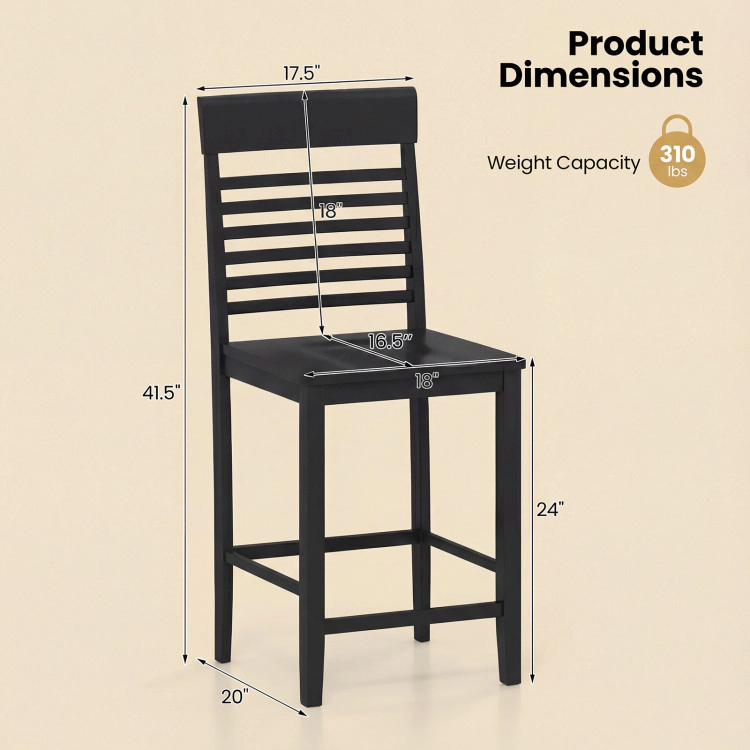 Hivvago Solid Wood Dining Chairs with Footrests, Pack of 2