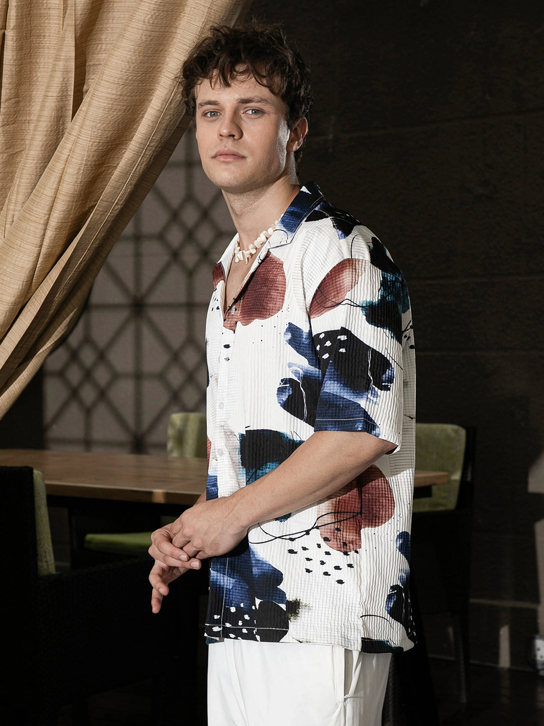 Campus Sutra Men's Abstract Blob Oversized Shirt