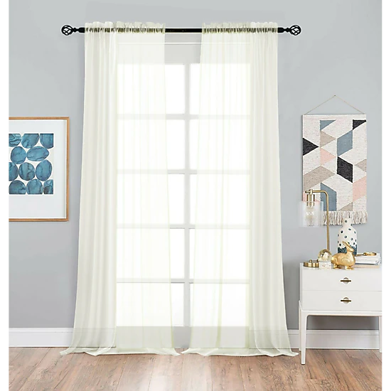 Designer Sheer Voile Rod Pocket Curtains For Small Windows