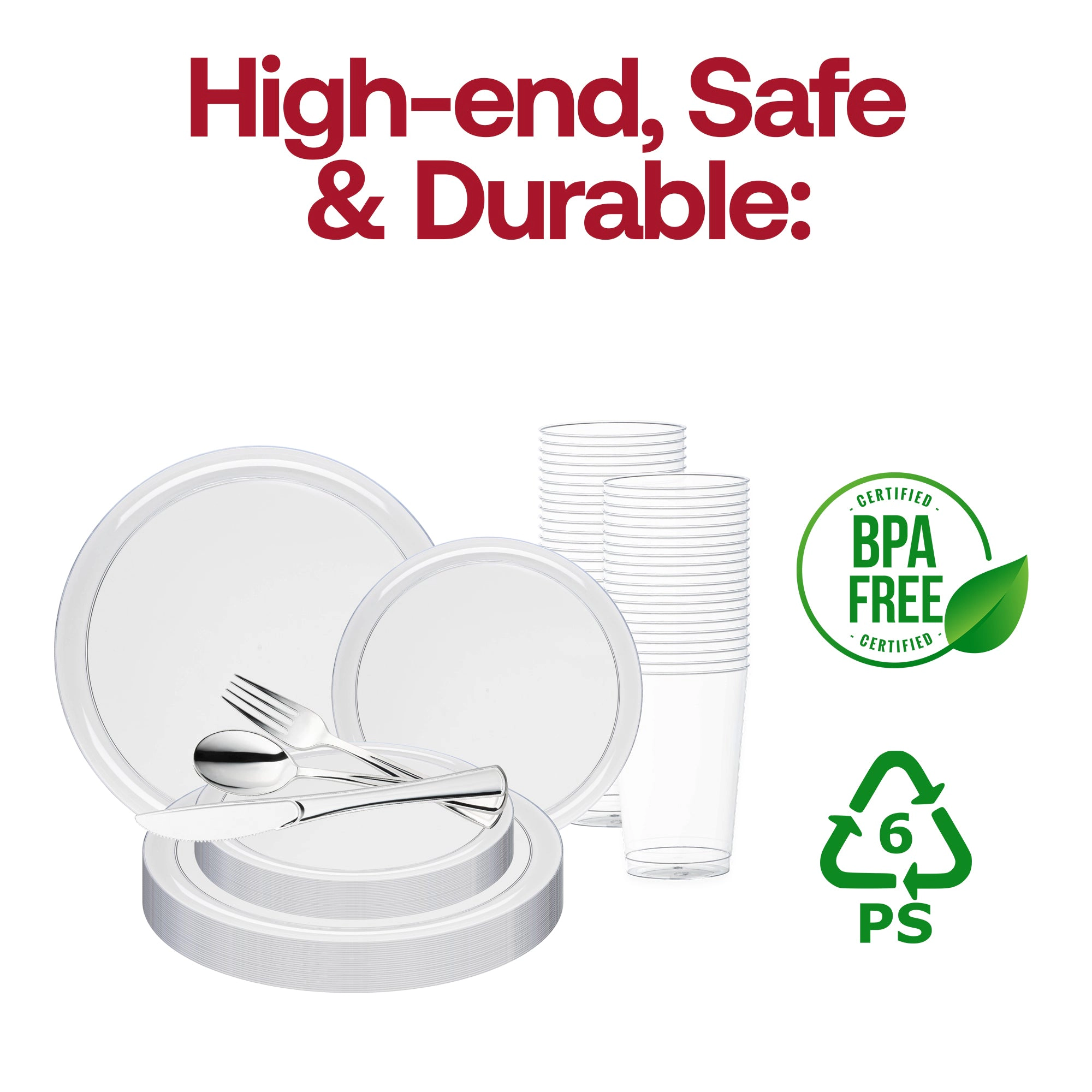 Smarty Had A Party Clear Flat Round Disposable Plastic Wedding Value Set