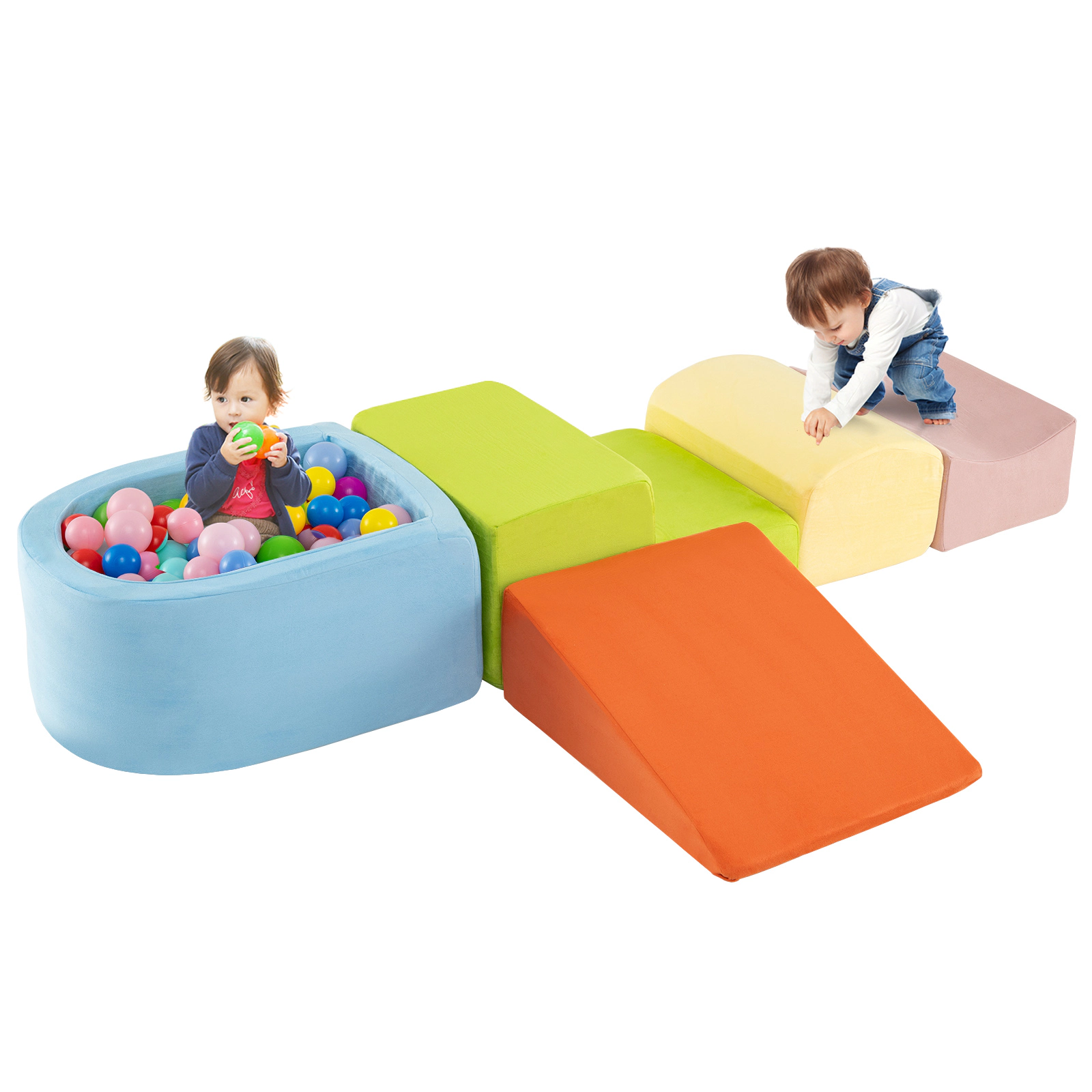 LJG 5-Piece Climb and Crawl Playset with Ball Pit for Kids
