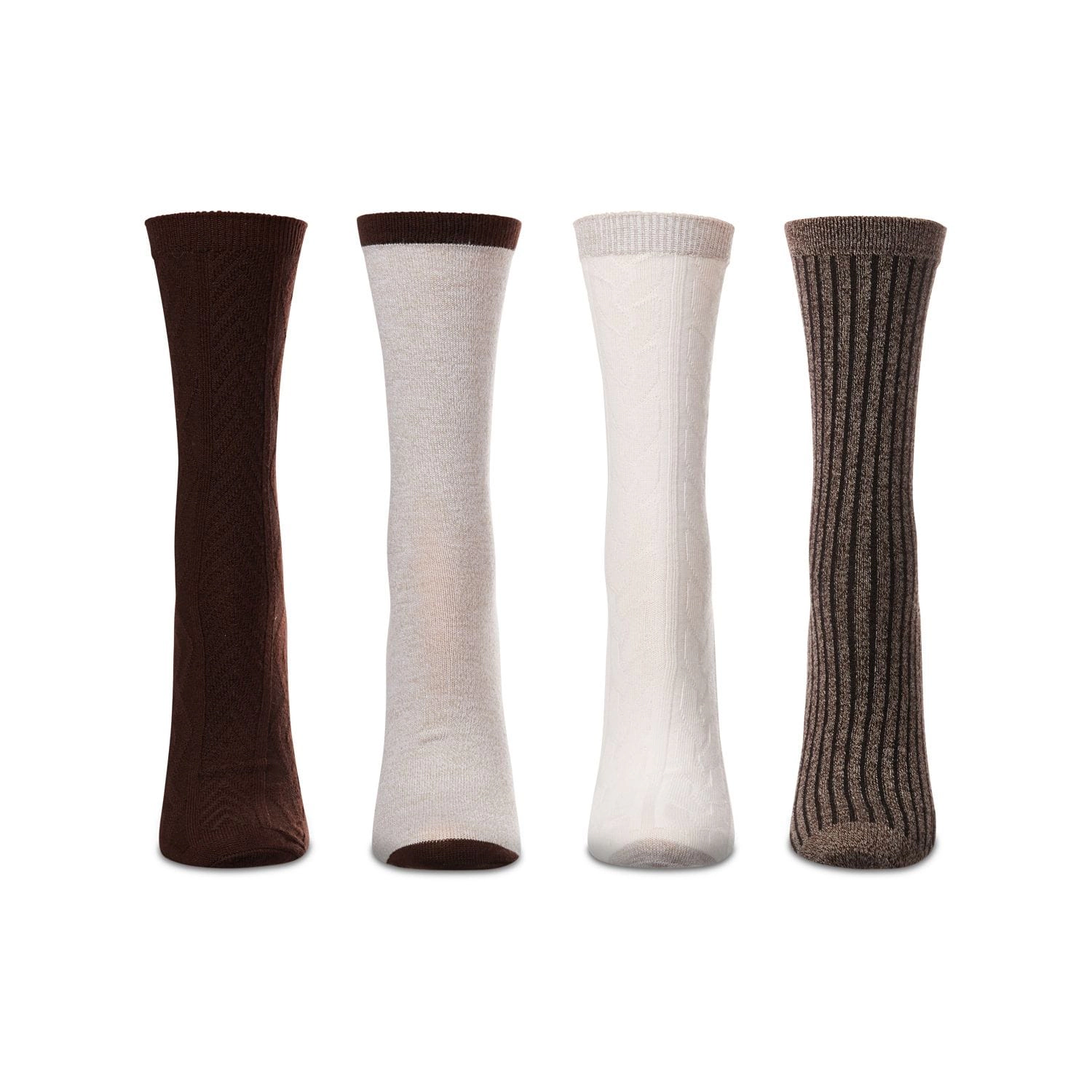 MeMoi Women's 4 Pair Pack Textured Buttersoft Crew Socks