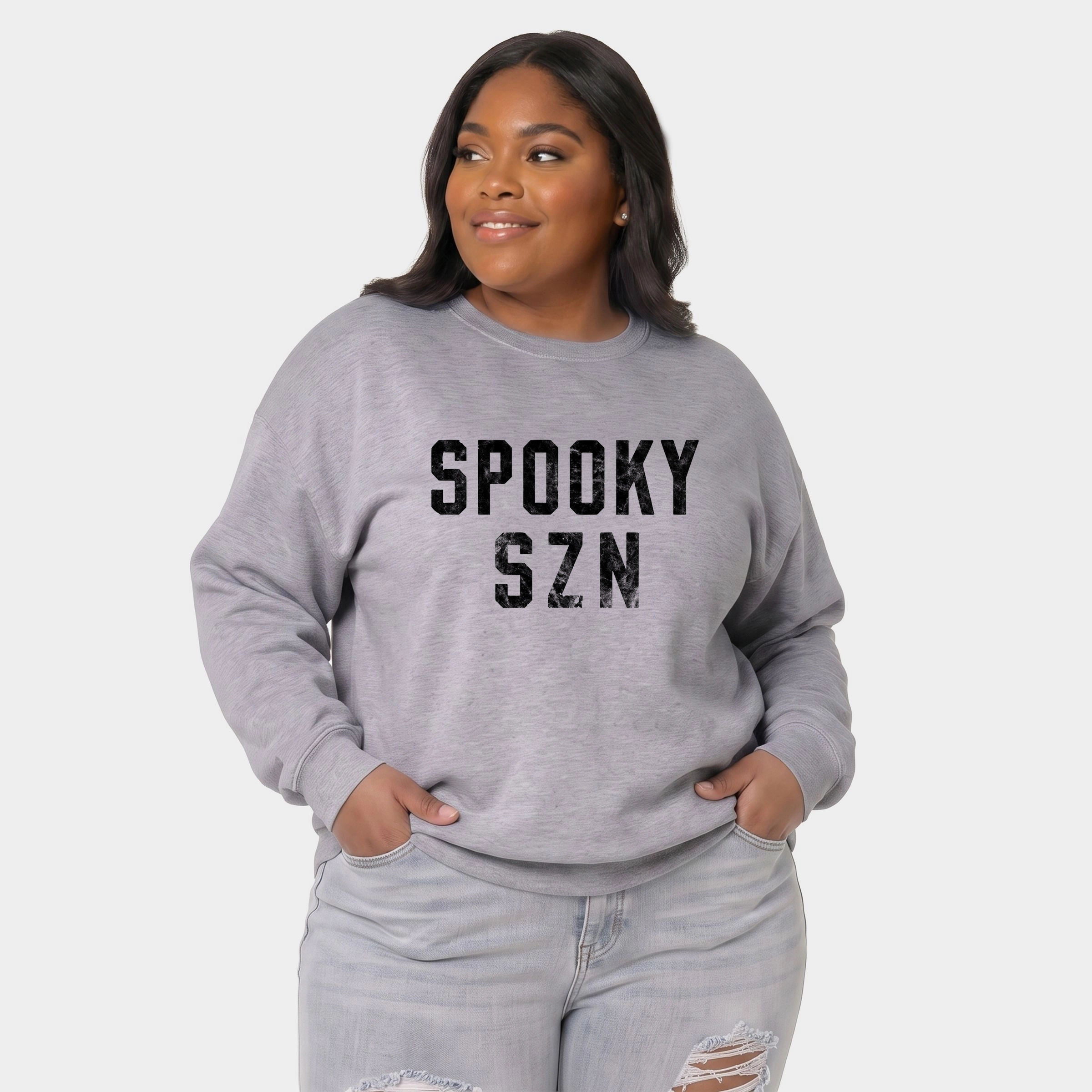Simply Sage Market - Women's Plus Sized Graphic Sweatshirt Spooky SZN Varsity