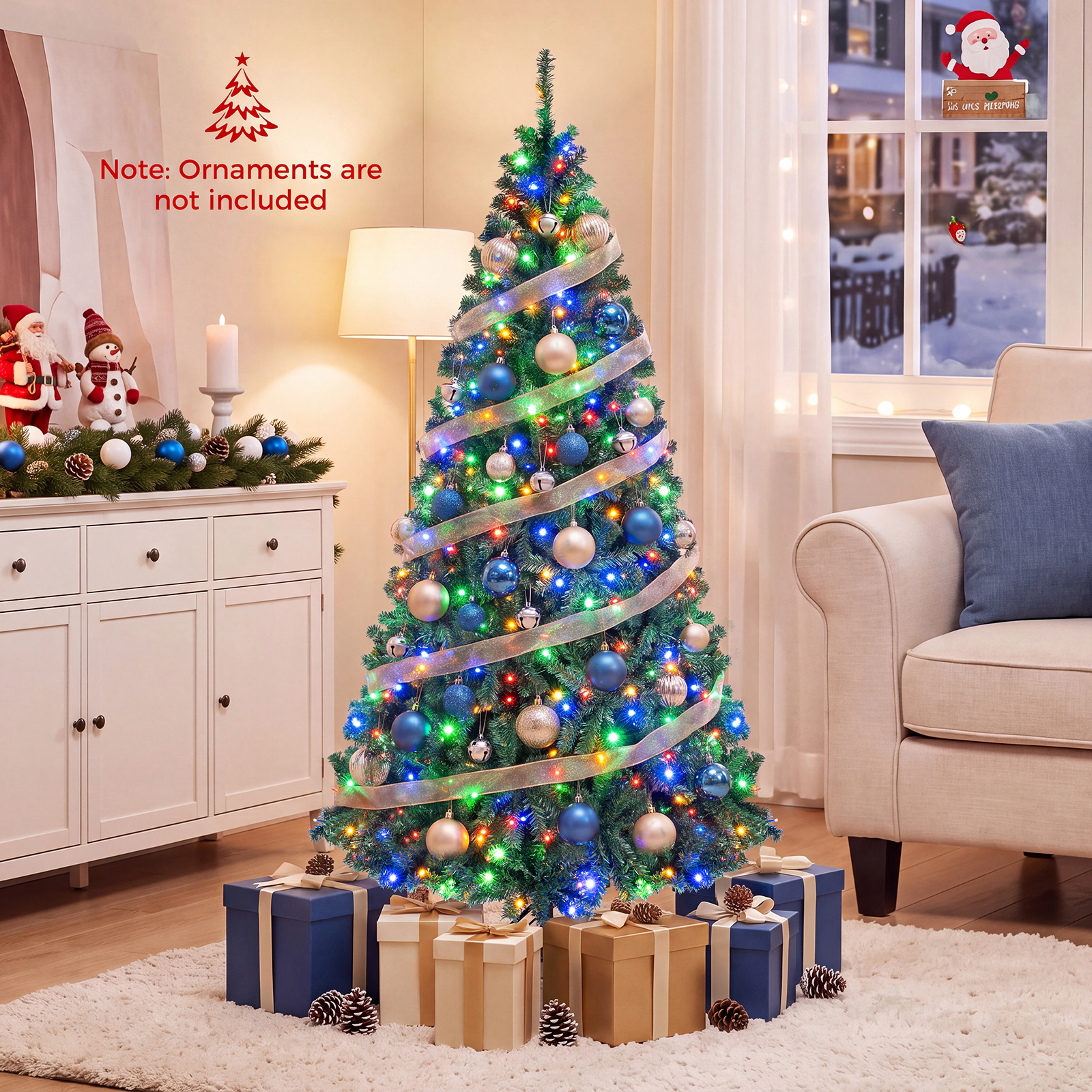 Costway 4/5/6/7/8/9Ft Pre-Lit Artificial Christmas Tree Hinged 100/150/350/500/750/1000 LED Lights