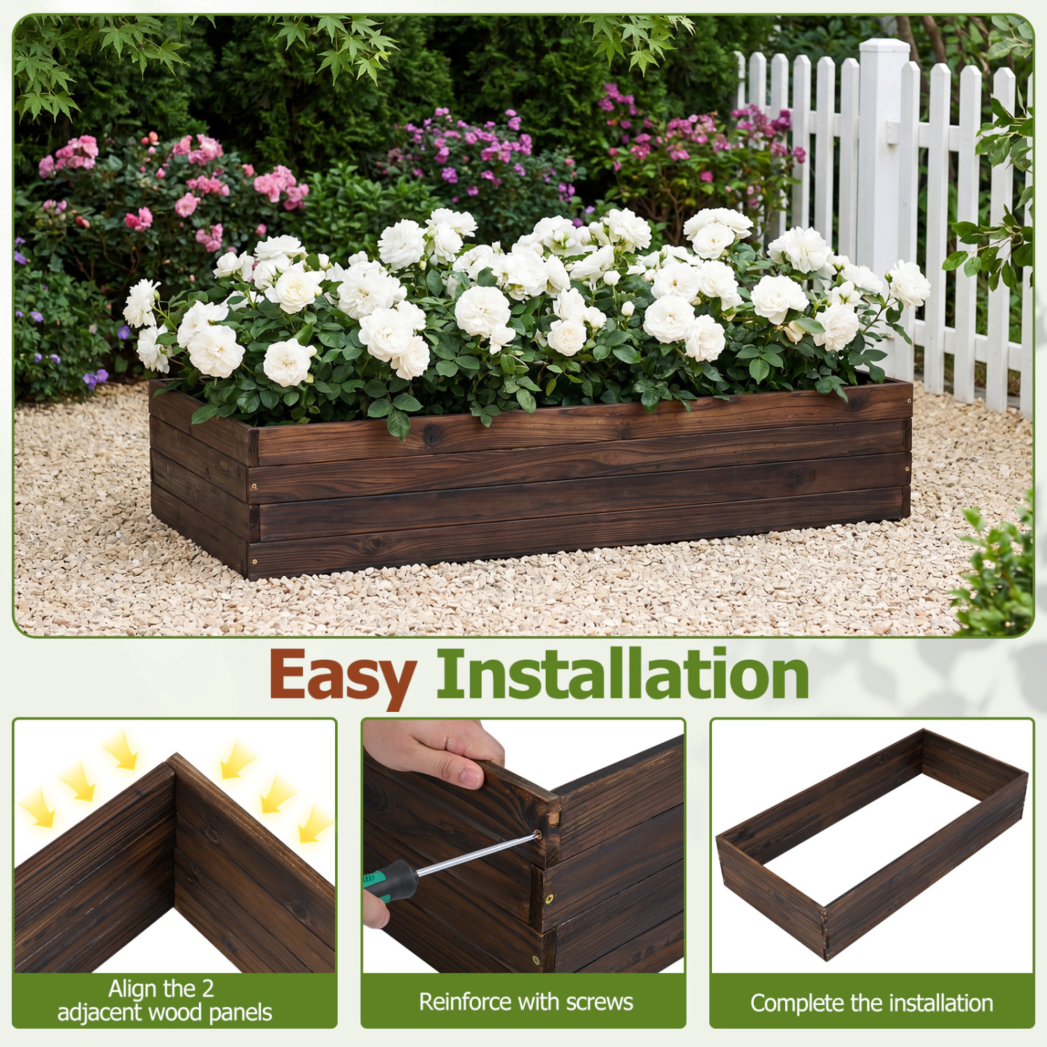 Hivvago Elevated Garden Bed with Wooden Frame