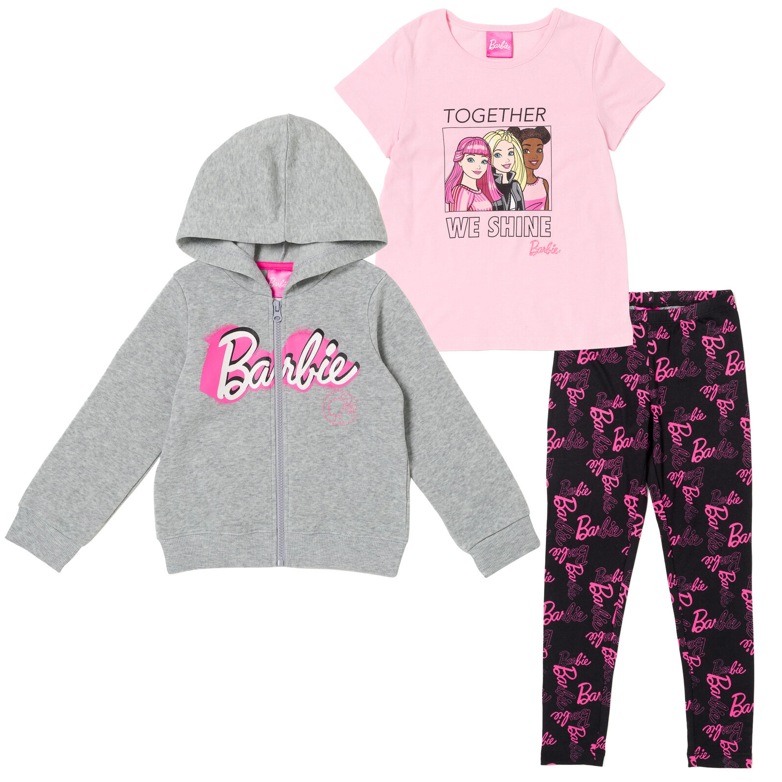 Barbie Girls' Zip-Up Hoodie and Leggings Set